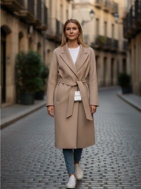 MARELLA Taupe Belted Trench Coat $1055